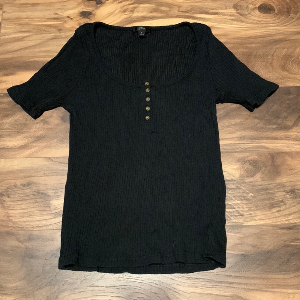 J. Crew Small Ribbed Scoop Neck Short Sleeve Top